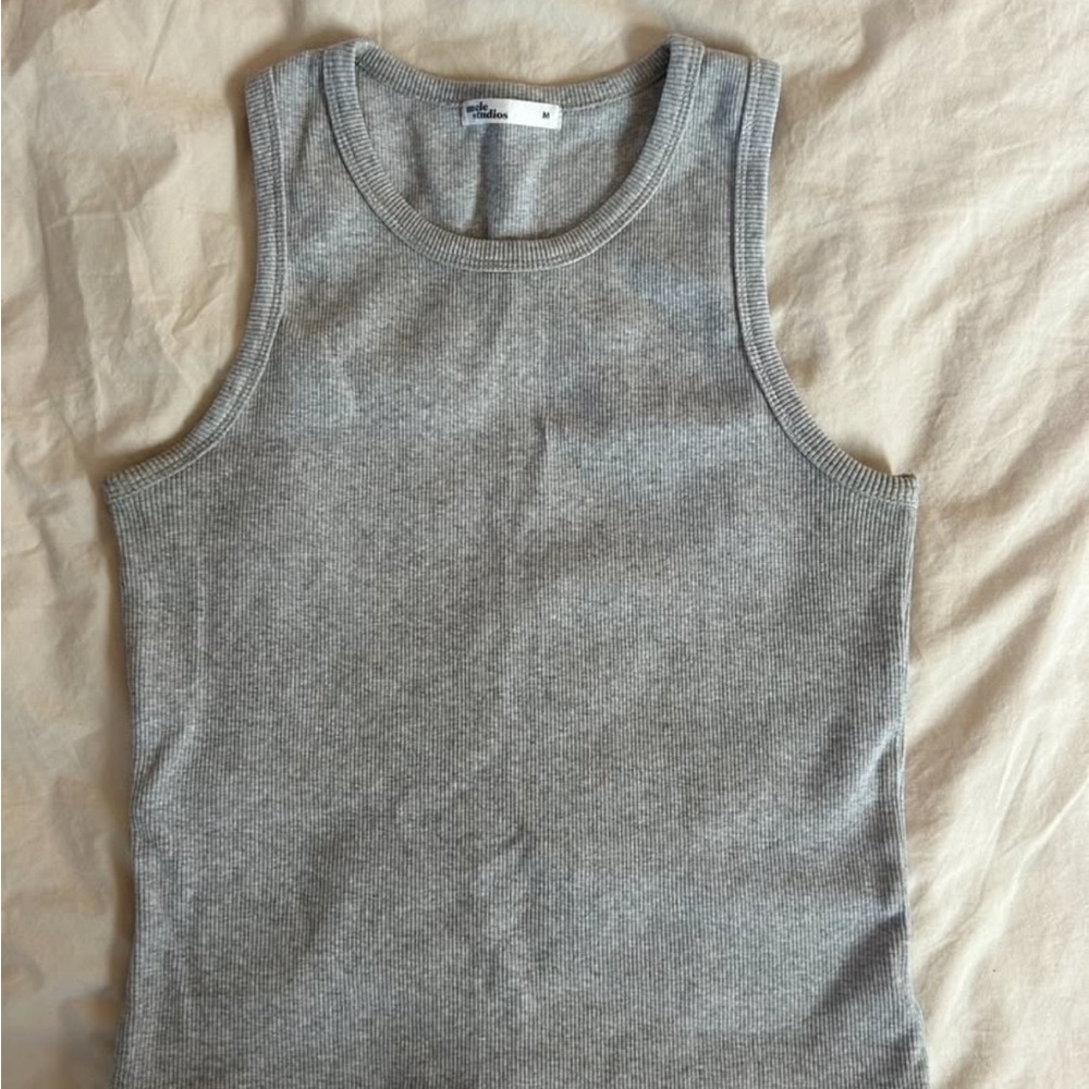Uncle Studios Grey Ribbed Tank Top